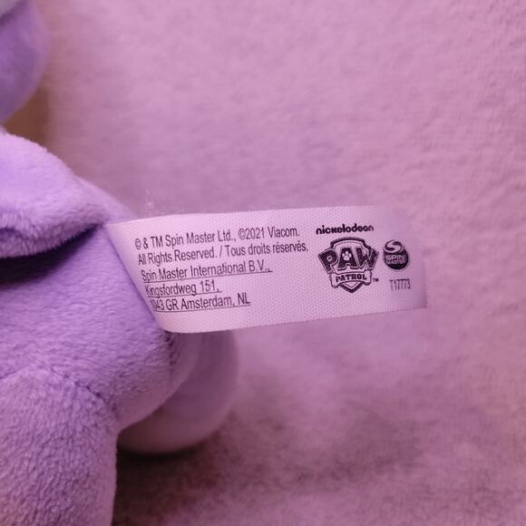 Paw Patrol EVEREST Plush 7” Spin Master 2015 Purple Gray Dog w/ Orange Green Hat - Picture 4 of 6